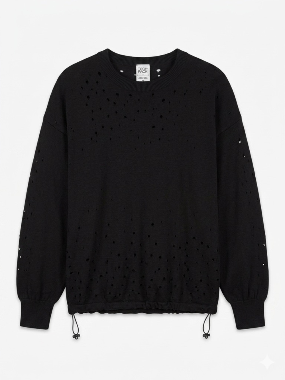 Nike Black Distressed Crewneck Sweatshirt with Drawcord Hem